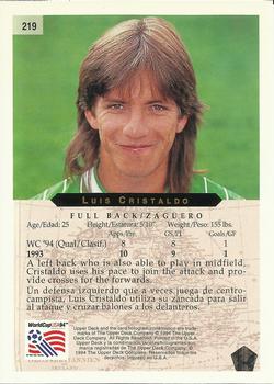 1994 Upper Deck World Cup Contenders English/Spanish #219 Luis Cristaldo Back