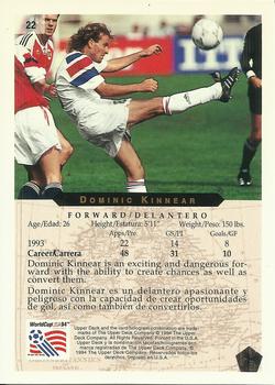 1994 Upper Deck World Cup Contenders English/Spanish #22 Dominic Kinnear Back
