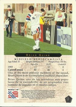 1994 Upper Deck World Cup Contenders English/Spanish #25 Brian Quinn Back
