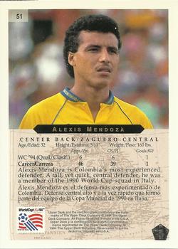1994 Upper Deck World Cup Contenders English/Spanish #51 Alexis Mendoza Back