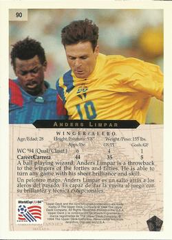 1994 Upper Deck World Cup Contenders English/Spanish #90 Anders Limpar Back