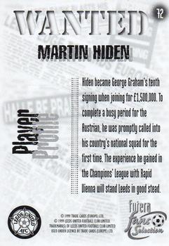 1999 Futera Leeds United Fans' Selection #72 Martin Hiden Back