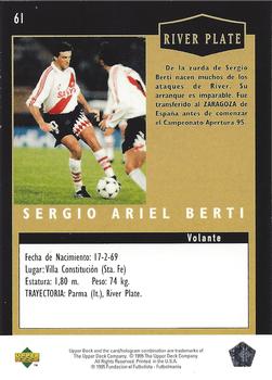 1995 Upper Deck Futbol Argentino #61 Sergio Ariel Berti Back