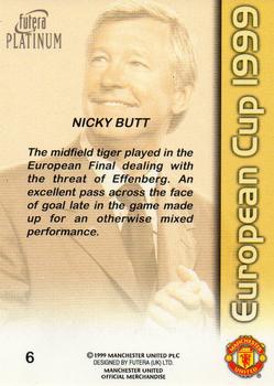 1999 Futera Platinum Manchester United European Cup #6 Nicky Butt Back