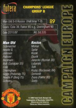 1998 Futera Manchester United #89 Man Utd 3 Kosice 0 Back