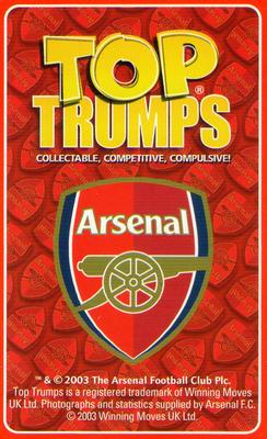 2003 Top Trumps Arsenal #NNO David Seaman Back