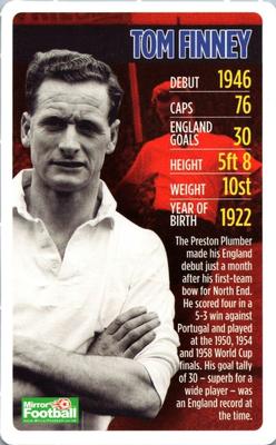 2010 Top Trumps England Daily Mirror #NNO Tom Finney Front
