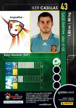 2008 Panini UEFA Euro 2008 Austria-Switzerland #43 Iker Casillas Back
