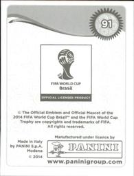 2014 Panini FIFA World Cup Brazil Stickers #91 Charles Itandje Back