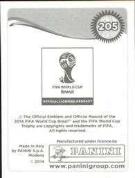 2014 Panini FIFA World Cup Brazil Stickers #205 Orestis Karnezis Back