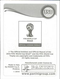 2014 Panini FIFA World Cup Brazil Stickers #350 Valentin Stocker Back