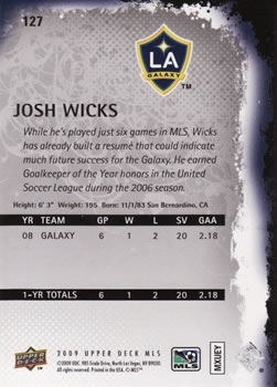2009 Upper Deck MLS #127 Josh Wicks Back