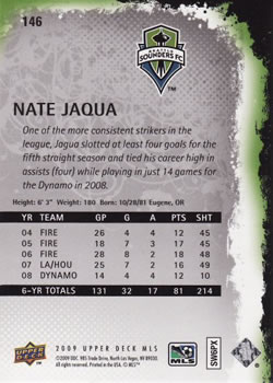 2009 Upper Deck MLS #146 Nate Jaqua Back