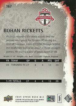 2009 Upper Deck MLS #167 Rohan Ricketts Back