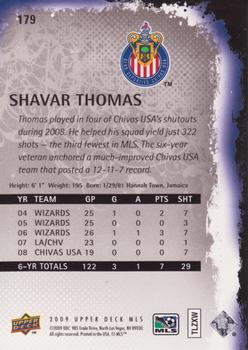 2009 Upper Deck MLS #179 Shavar Thomas Back