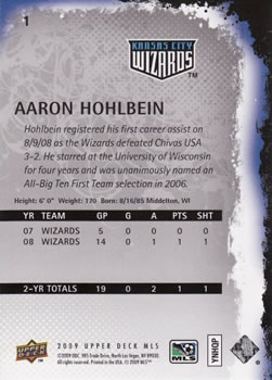 2009 Upper Deck MLS #1 Aaron Hohlbein Back