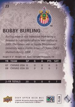 2009 Upper Deck MLS #23 Bobby Burling Back