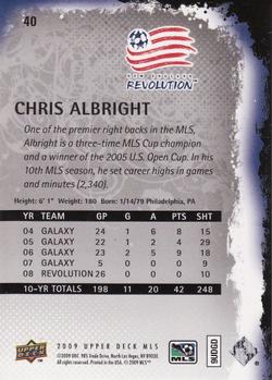 2009 Upper Deck MLS #40 Chris Albright Back