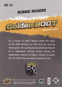2009 Upper Deck MLS - Golden Boot #GB-16 Robbie Rogers Back