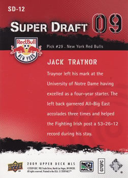 2009 Upper Deck MLS - Super Draft #SD-12 Jack Traynor Back