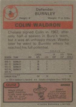 1975-76 Topps #2 Colin Waldron Back