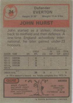 1975-76 Topps #24 John Hurst Back