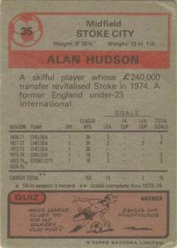 1975-76 Topps #35 Alan Hudson Back