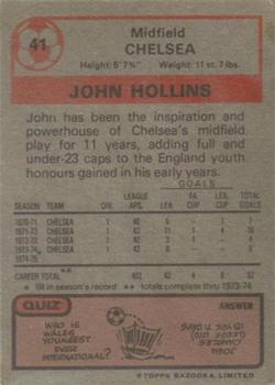 1975-76 Topps #41 John Hollins Back