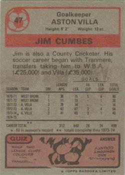 1975-76 Topps #47 Jim Cumbes Back