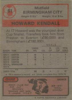 1975-76 Topps #61 Howard Kendall Back