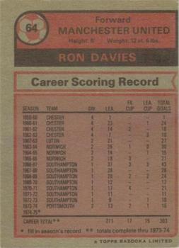 1975-76 Topps #64 Ron Davies Back