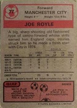 1975-76 Topps #77 Joe Royle Back