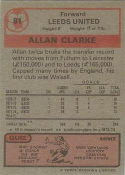 1975-76 Topps #81 Allan Clarke Back