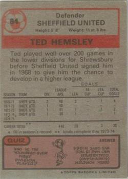 1975-76 Topps #84 Ted Hemsley Back