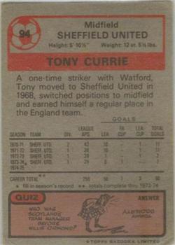 1975-76 Topps #94 Tony Currie Back