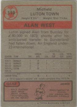 1975-76 Topps #119 Alan West Back