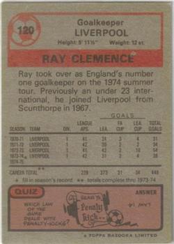 1975-76 Topps #120 Ray Clemence Back