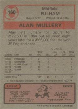 1975-76 Topps #160 Alan Mullery Back