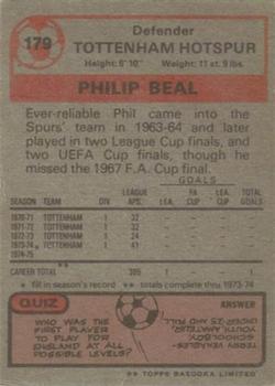 1975-76 Topps #179 Phil Beal Back
