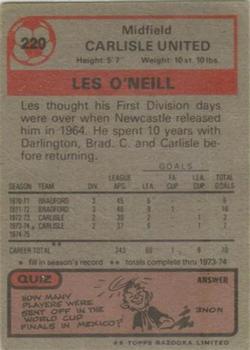 1975-76 Topps #220 Les O'Neill Back