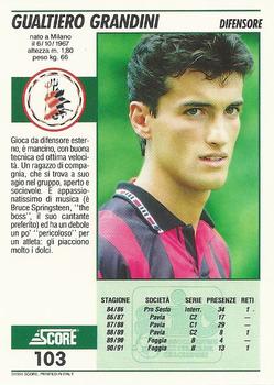 1992 Score Italian League #103 Gualtiero Grandini Back