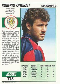 1992 Score Italian League #115 Roberto Onorati Back