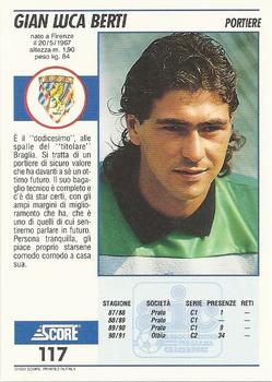 1992 Score Italian League #117 Gian Luca Berti Back