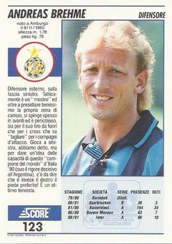 1992 Score Italian League #123 Andreas Brehme Back