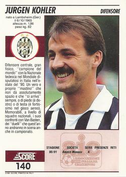 1992 Score Italian League #140 Jurgen Kohler Back