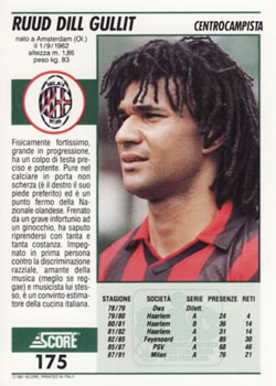 1992 Score Italian League #175 Ruud Gullit Back