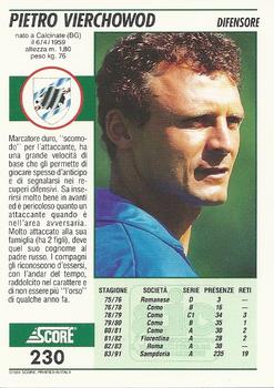 1992 Score Italian League #230 Pietro Vierchowod Back - 9208-230Bk