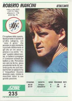 1992 Score Italian League #235 Roberto Mancini Back