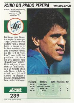 1992 Score Italian League #239 Paulo Do Prado Pereira (Silas) Back