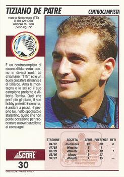 1992 Score Italian League #30 Tiziano De Patre Back